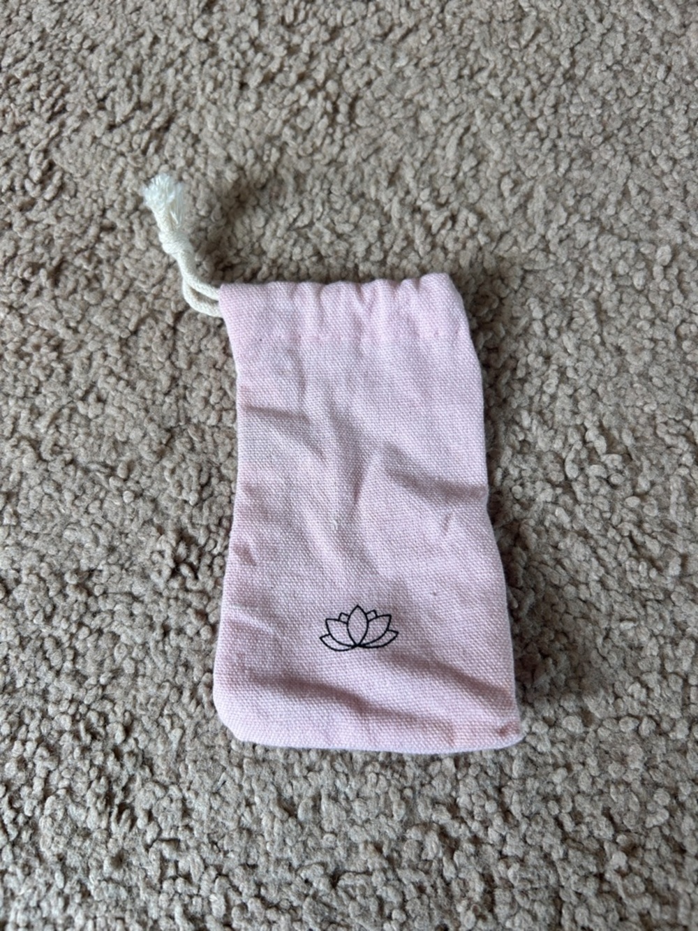 Pink Drawstring Pouch with Lotus
